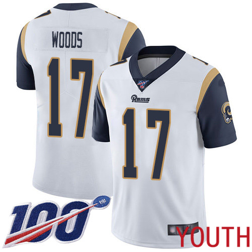 Los Angeles Rams Limited White Youth Robert Woods Road Jersey NFL Football #17 100th Season Vapor Untouchable